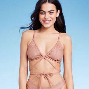Women's Strappy Underwire Bikini Top - Brown Lurex
